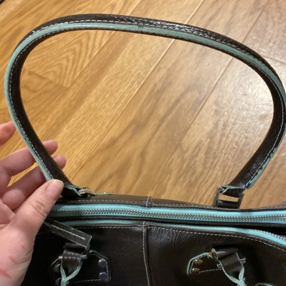Matt & Nat Vegan Brown Green Leather Handbag Vintage 90’s Women’s - Picture 14 of 15